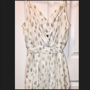 Gap White Summer Dress with Green Leaves